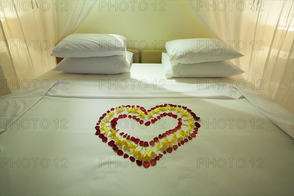 Hotel room with four-poster bed