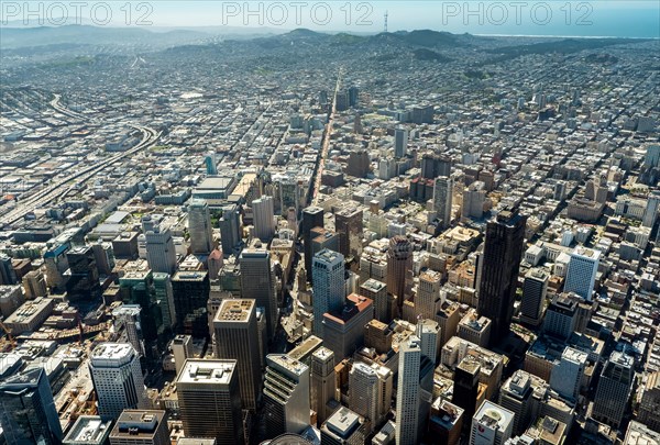 Aerial view of the South of Market district SoMa