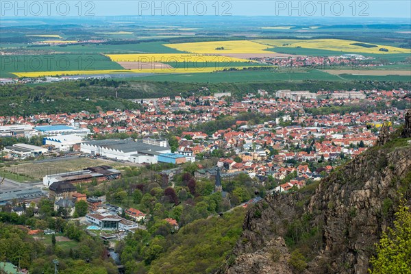 View from the Hexentanzplatz onto the town of Thale and the Harz mountains