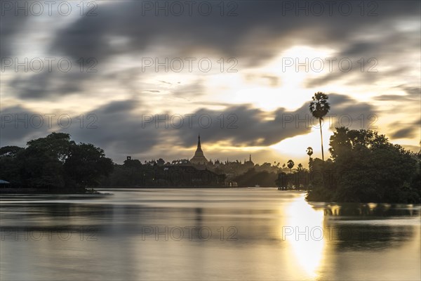 Golden stupa at sunset