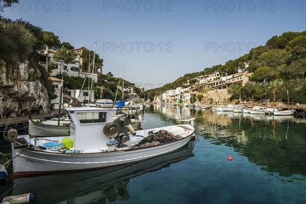 Bay with fishing boats and harbor