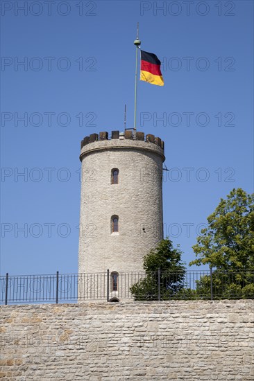 Sparrenburg or Sparrenberg Castle with waving flag