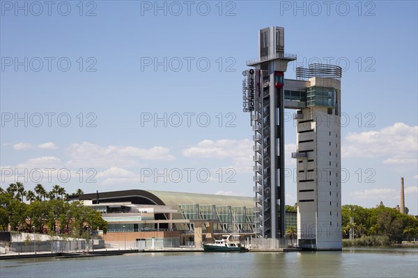 Expo 92 site with Torre Schindler at the river Guadalquivir