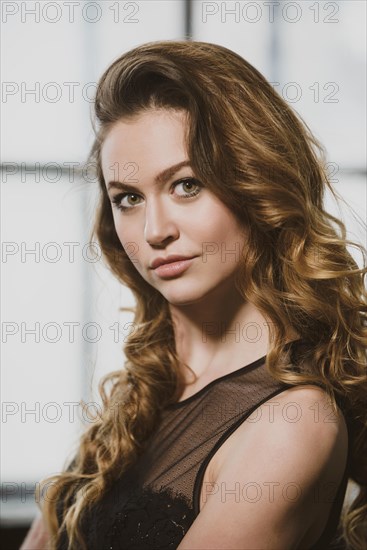 Portrait of beautiful woman with brown hair