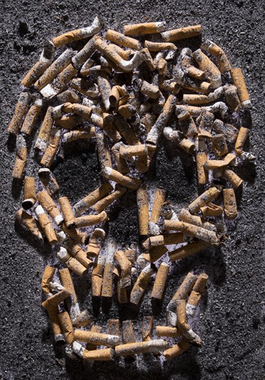 Skull made of cigarette butts