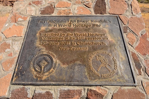 Unesco plaque at Twyfelfontein