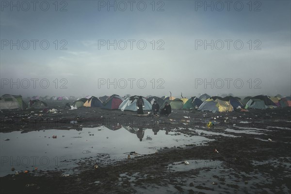 Tents in the morning after heavy rains