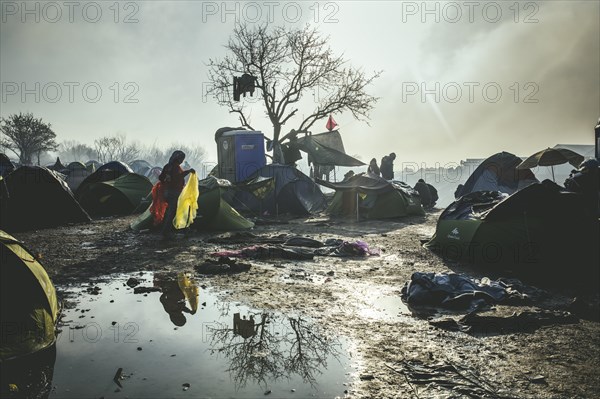 Tents in the morning after heavy rains