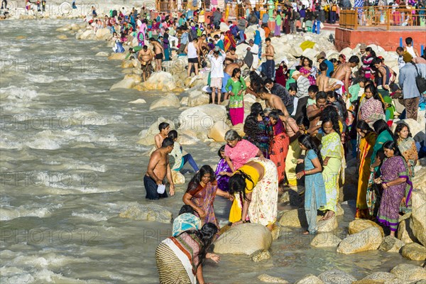 Pilgrims from all over India come to the banks of the river Ganges to have their holy dip into the water