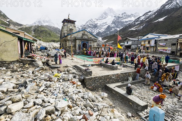 The small town around Kedarnath Temple got totally destroyed by the flood of river Mandakini in 2013
