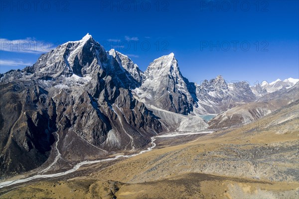 Aerial view of the mountains Cholatse