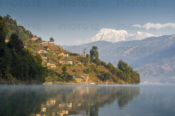 View across Phewa Lake of the village