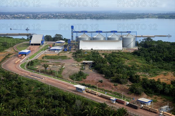 Street Transamazonica over the river Rio Tapajos at the port of Miritituba