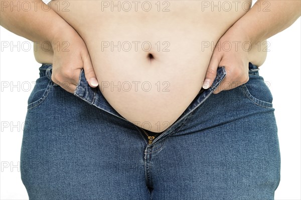 Overweight woman with big belly