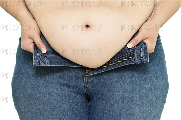 Overweight woman with big belly