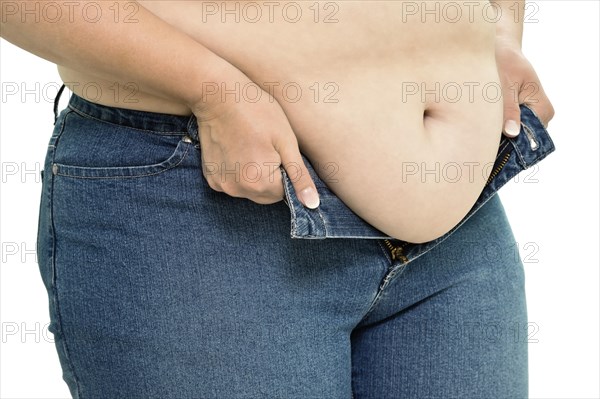 Overweight woman with big belly