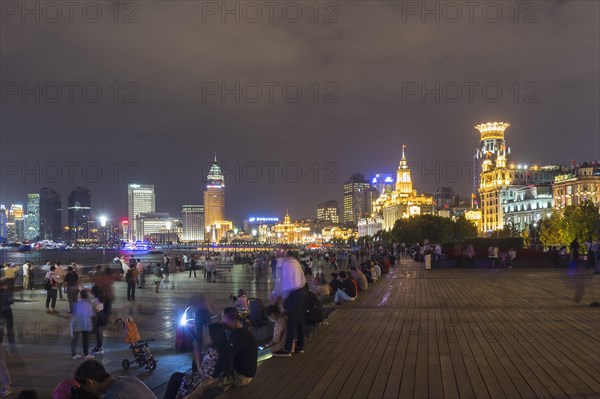 Waterfront The Bund with skyline at night