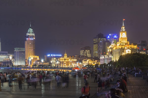 Waterfront The Bund with skyline at night