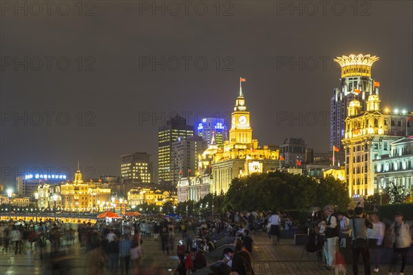 Waterfront The Bund with skyline at night