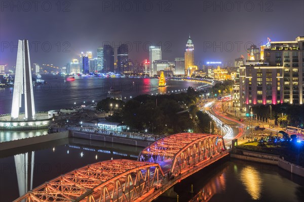 Waterfront The Bund with skyline at night