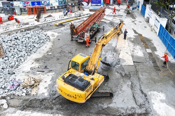 Excavation work in Pudong financial district