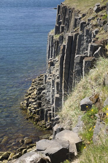 Basalt columns on coast