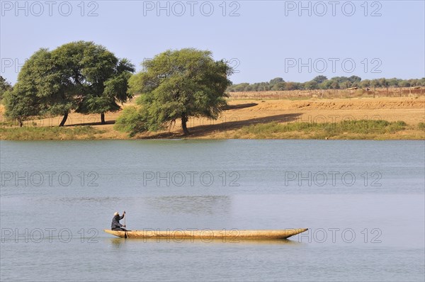 Dugout canoe on the river Senegal in Bogue