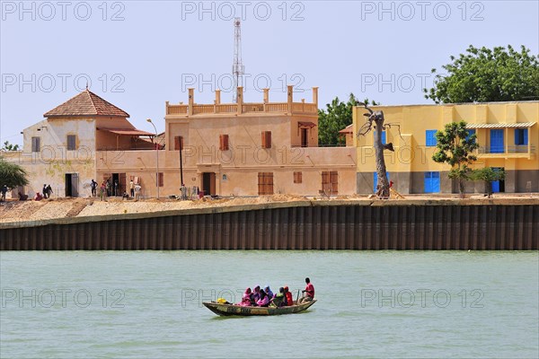 View over the river Senegal to the Senegalese town of Podor