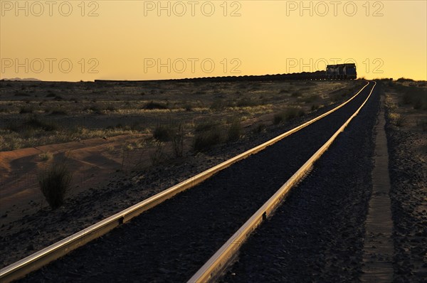 Railway through the desert for the transport of iron ore from M'Haoudat to Nouadhibou port