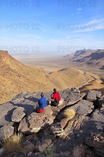 Tourists admiring mountain scenery at Amogjar pass