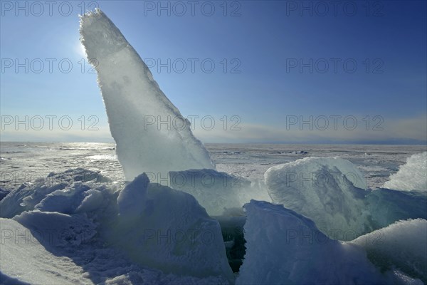 Icefall on the frozen lake Baikal