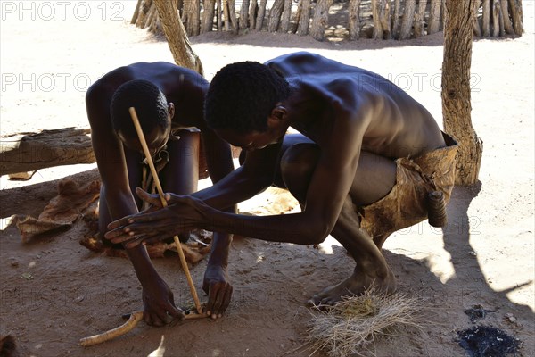 Locals making fire