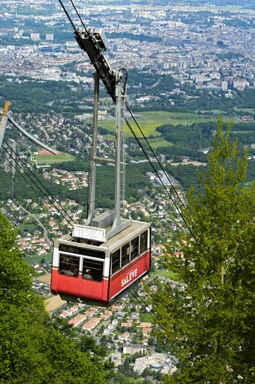 Cabin of the Saleve cable car at the top station