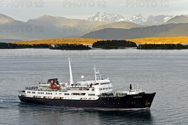 Hurtigruten ferry MS Lofoten in Romsdalsfjord in Molde