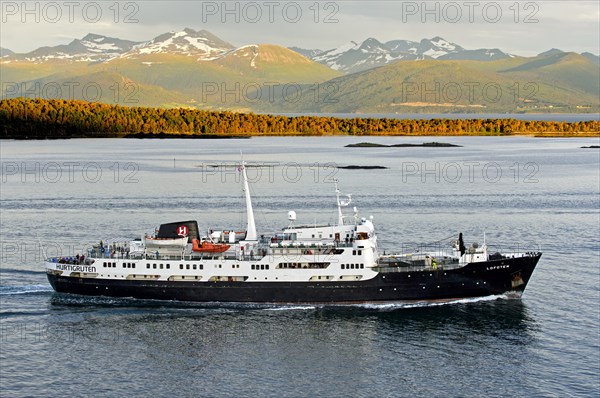 Hurtigruten ferry MS Lofoten in Romsdalsfjord in Molde