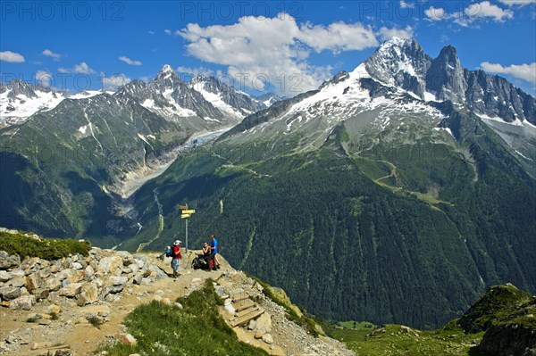 Hikers in the Aiguilles Rouges nature reserve