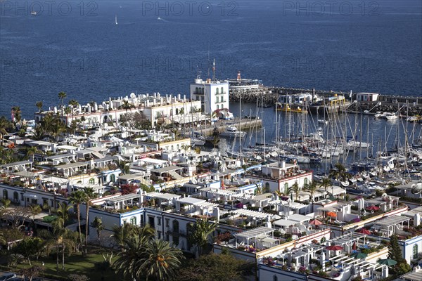 View from the Mirador towards Puerto de Mogan with the marina