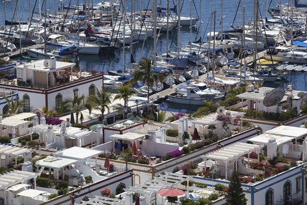 View from the Mirador towards Puerto de Mogan with the marina