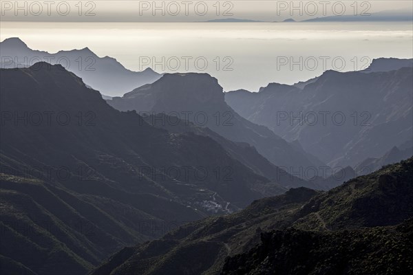 View from Roque Bentayga towards the mountains in the west of Gran Canaria