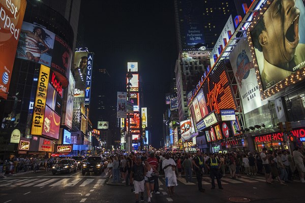 Illuminated advertising at night