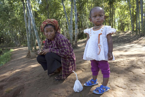 Local woman and child