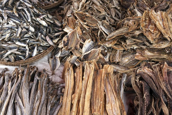 Dry fish at a market