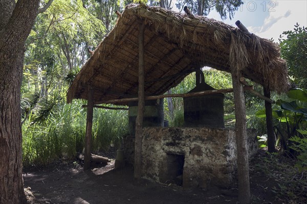 Old historic distillery in the botanical garden Jardin de Mascarin