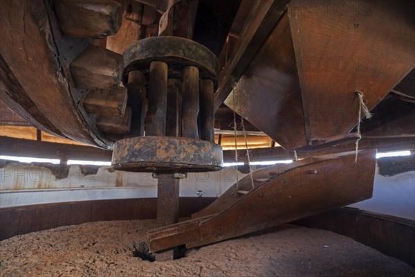 Gear and millstone inside a windmill