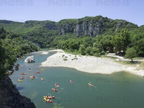 Kayaks on Ardeche river