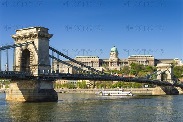 Szechenyi Chain Bridge over the Danube and Buda Castle
