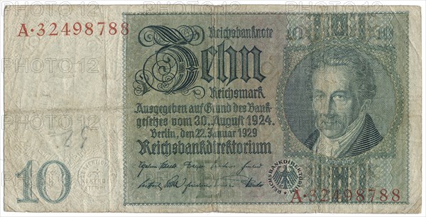 Reichsbanknote with portrait of Albrecht Thaer