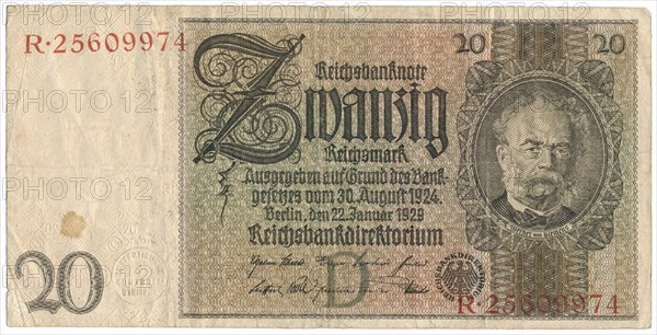 Reichsbanknote with portrait of Ernst Werner von Siemens