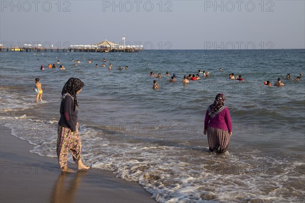 Turkish women bathing in the sea