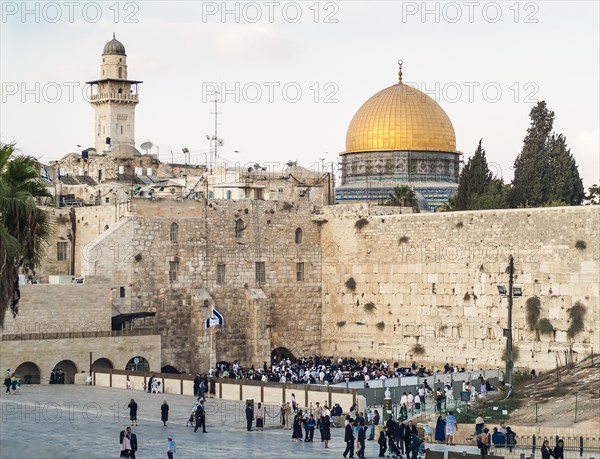 People at the Wailing Wall on Temple Mount